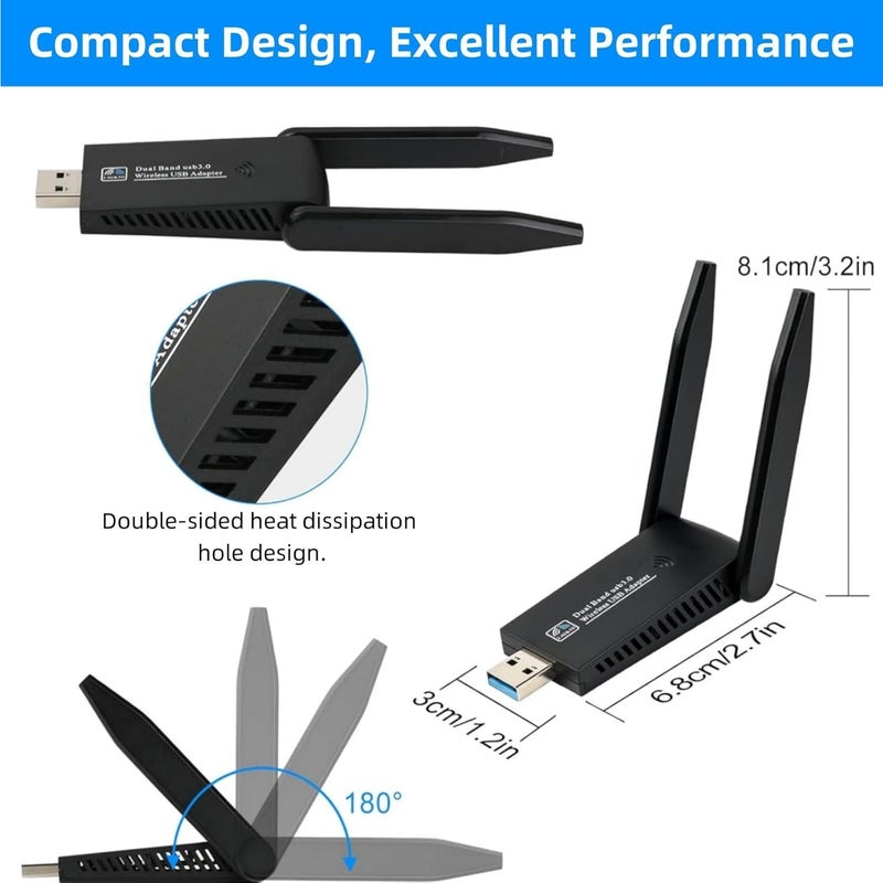 إيفركين محول USB لاسلكي صغير 1300 ميجابت في الثانية أسود - Image 2